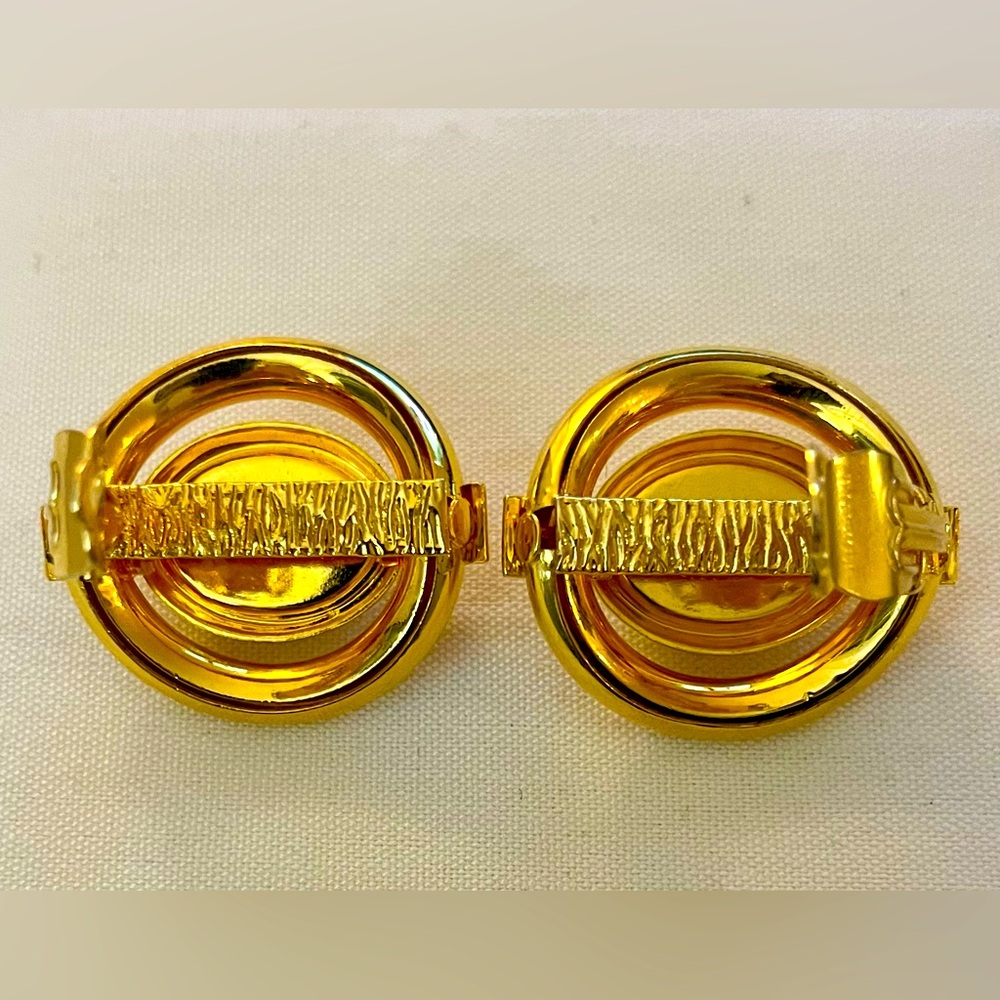 Gold Pearl Clip On Earrings - Picture 10 of 16